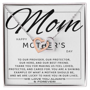 Colar com cartão de mensagem para a mãe, colar com corações entrelaçados, minha mãe, colar com cartão de mensagem para a mãe