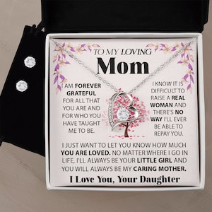 Collar de tarjeta de mensaje para mamá, juego de collar y aretes de amor para siempre, regalo del día de la madre, regalo para mamá, tarjeta de mensaje para mi mamá