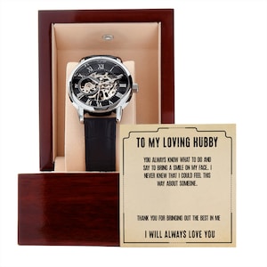 Para meu marido Relógio Openwork Relógio, Esposa para marido, Relógio para homens, Presente de aniversário para marido, Presente para marido