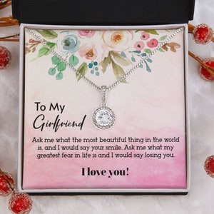 Collana di biglietti di messaggio della ragazza, collana della speranza eterna, carta del messaggio della mia ragazza, collana per la ragazza, regalo di San Valentino