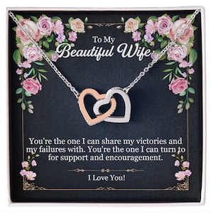 Collana di biglietti di messaggi della moglie, collana di cuori ad incastro, mia moglie, collana di biglietti di messaggio di mia moglie per moglie, regalo di San Valentino