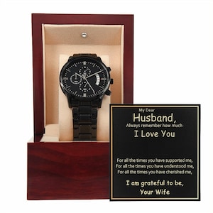 Para meu marido, relógio cronógrafo preto, relógio para homens, presente de aniversário para marido, presente para marido, presente de aniversário, presente de dia dos namorados