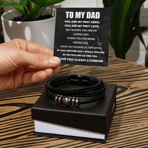 An meinen Dad, Love You Forever Armband, Vatertagsgeschenk, Botschaftskarte für Dad, Veganes Lederarmband für Männer, Geburtstagsgeschenk, Weihnachtsgeschenk