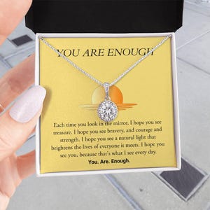 Eres suficiente – Collar de esperanza eterna / Regalo de aliento para mujeres / Joyería de salud mental, sanación y autoestima con tarjeta con mensaje