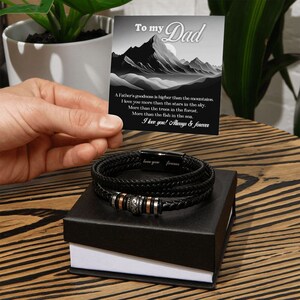 An meinen Dad, Love You Forever Armband, Vatertagsgeschenk, Botschaftskarte für Dad, Veganes Lederarmband für Männer, Geburtstagsgeschenk, Weihnachtsgeschenk