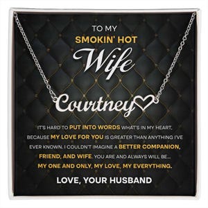 Colar com cartão de mensagem One & Only | Colar com nome de coração | Minha esposa | Colar com cartão de mensagem My Wife para esposa