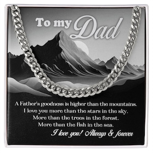 An meinen Vater, kubanische Gliederkette, Geschenk für Vatertag, Vater Geburtstag, Weihnachtsgeschenke, Vater und Berge für Dad
