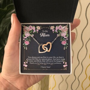 Regalo a mia madre, Collana Regalo a mia madre, Gioielli in argento per donne Collana cuori ad incastro