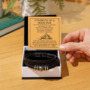 Aan mijn vader, hou van je voor altijd armband, vaderdagcadeau, berichtkaart voor papa, veganistische leren armband voor mannen, verjaardagscadeau, kerstcadeau