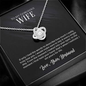 Colar com cartão de mensagem para esposa, colar com nó de amor, minha esposa, colar com cartão de mensagem para minha esposa, presente para esposa