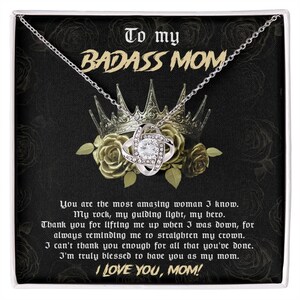 Collier carte message à maman, collier noeud d'amour, ma mère, collier carte message ma maman pour maman