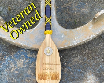 Custom Engraved Paddle: Military Retirement Gift, Veteran Owned