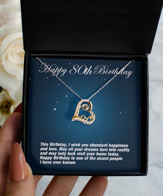 80th Birthday Gift for Women Love Dancing Heart Necklace Etsy