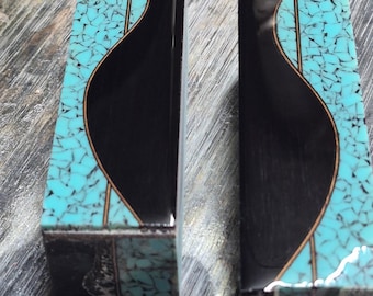 Twisted Acrylics™ "Jet Black and Turquoise" Pen Blank 1-1/2" X 5"
