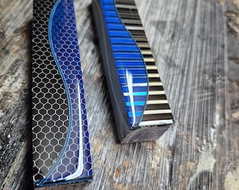Twisted Acrylics™ "Black n Blue Honeycomb" Pen Blank 3/4"-7/8" X 5"
