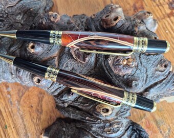 Pacifica Tapa II Twist Pen Set - Twisted Koa™ and Cappuccino Acrylic (2 Pen Set)