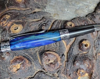 Honu(Sea Turtle) Twist Pen -  Twisted & Dyed R-Cubed™  and Blue Hawaii Acrylic