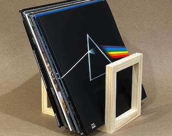 Handmade Pine Wood Vinyl Record Stand – Modern LP Storage
