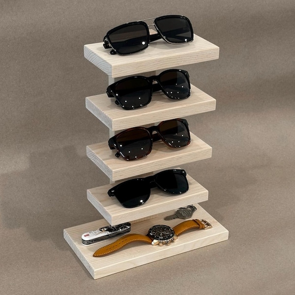 Handmade Pine Wood 4-Tier and 3-Tier Sunglasses Display Stand | Eyeglass Organizer Rack