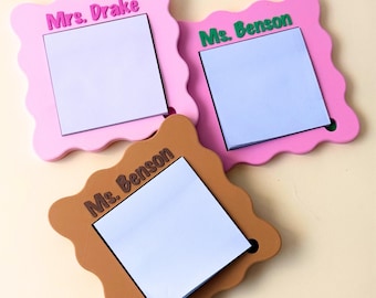 Gepersonaliseerd cadeau voor leraar basisonderwijs op maat gemaakte notitieblokhouder voor de week van de waardering van de leraar Post-it-notitiehouder