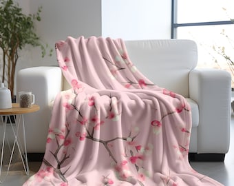 Sakura Fleece Blanket: Japanese Flowers Throw Blanket - Etsy