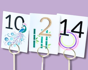 Mahjong Table Number Signs Acrylic Bams Dots Bird Hand Painted for Parties Weekly Games & Mahjong Event Gift for mahjong teacher host gift
