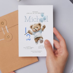 Personalisierbare 6 Monate Baby Geburtstagsparty Einladung digitaler Download Canva bearbeitbare zweite Geburtstagseinladung für Kleinkind Feiern