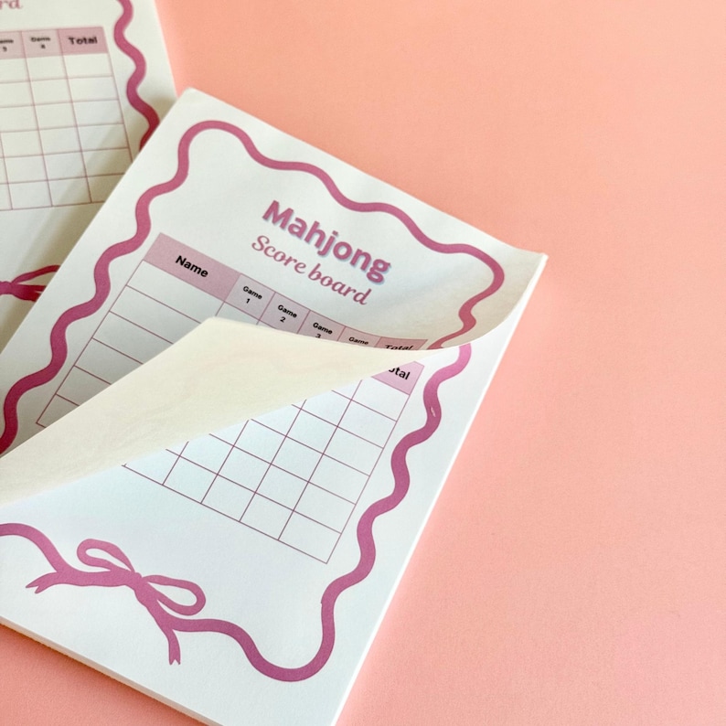 Score Table For Notepad Mahjong Scorecard Notepad Mahjong Score Keeper Game Night Party Pink ...
