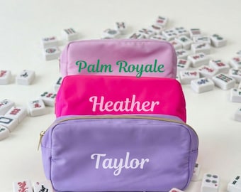 Gepersonaliseerde Mahjong-tegelkoffer met naam Custom Mahjong-opbergetui Mahjong-opbergtas voor reizen Cadeau voor mahj-moeder