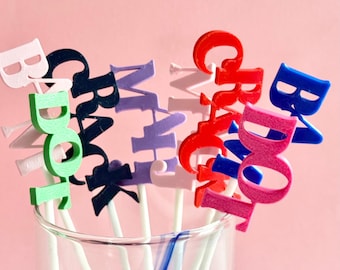 Mahjong Stir Sticks Mahj Swizzle stick Custom color Mah jongg party decor Mahjong drink mixer Charity party decor personalized drink stir