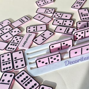 Dominoes game set custom pink personalized board game with Name Family Game Night Gift board game lover gift friendsgiving gift for friends
