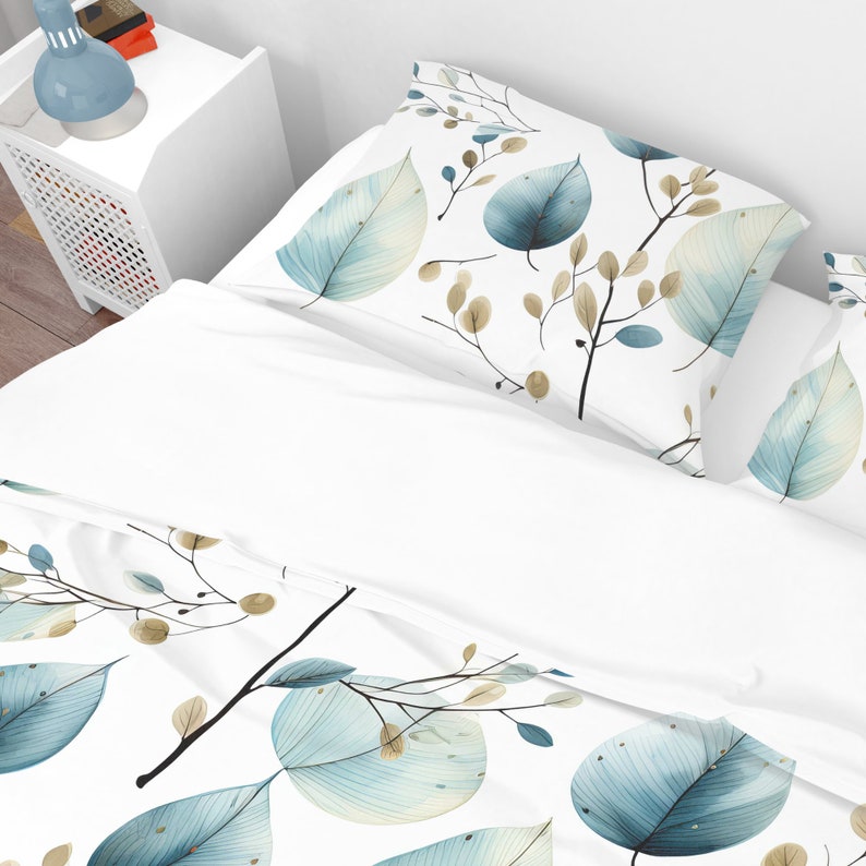 Leaf Pattern Duvet Cover Scandinavian Interior Decor for Guest Bedrooms