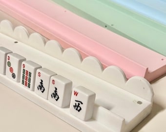 Mahjong Tile Rack Set with Magnetic Scalloped Pusher Mahjong Racks