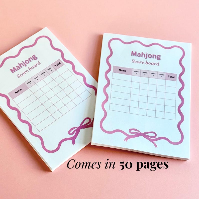Score Table For Notepad Mahjong Scorecard Notepad Mahjong Score Keeper Game Night Party Pink ...