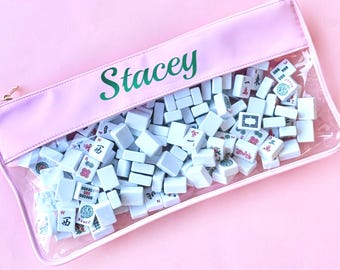 Gepersonaliseerde Mahjong-tegeltas Aangepaste naam Grote Mahjong-opbergetui Reisorganisator voor Mahjongtegels Cadeau voor Mahj-liefhebber moeder