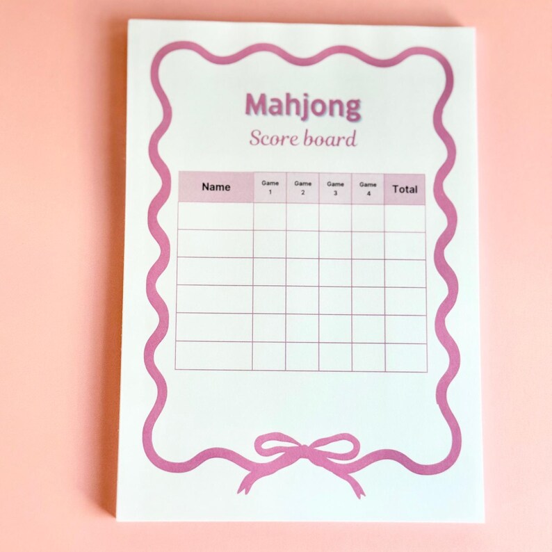 Score Table For Notepad Mahjong Scorecard Notepad Mahjong Score Keeper Game Night Party Pink ...