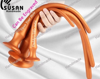 Extra long anal plug in 4 sizes,Anal plug with suction cup,Super soft，Unisex anal plug