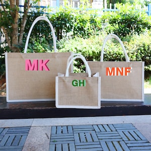 Personalisierte Schatten Monogramm Jute Tragetasche, Strandtasche, Pool Tasche, Brautjungfer Geschenke, Jute Strandtasche, personalisierte Geschenke, Einkaufstasche