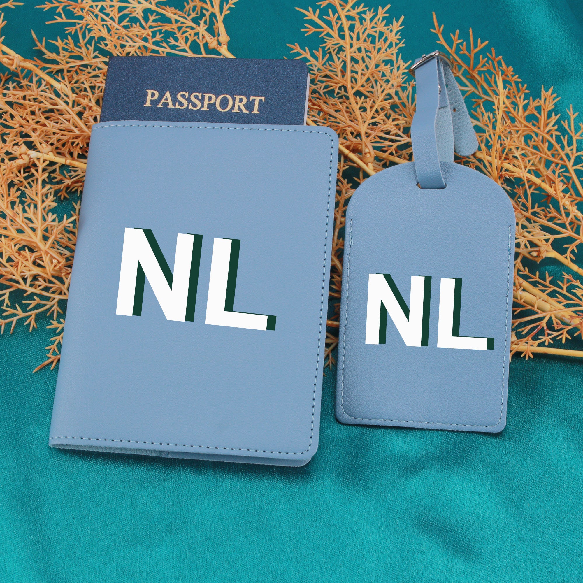 Personalized Leather Passport Holder & Personalized Luggage Tag, Bridesmaid Gifts, Honeymoon gift, Travel Set, Bride, Gifts For Her