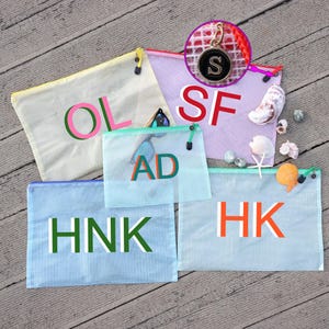 Personalisierte Pool-Tasche, Brautjungfern-Hochzeits-Tasche, nasser trockener Pool-Beutel-Organizer, Name Reißverschlusstasche, kundenspezifisches Schatten-Monogramm, Strand, Spielzeug, Reise