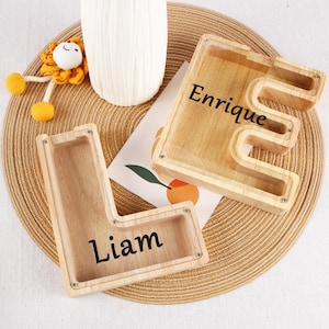 Alcancía de madera grande personalizada con letras para niños, regalo de madera para niños, alcancía con nombre personalizado, alcancía de madera con letras del alfabeto para cumpleaños
