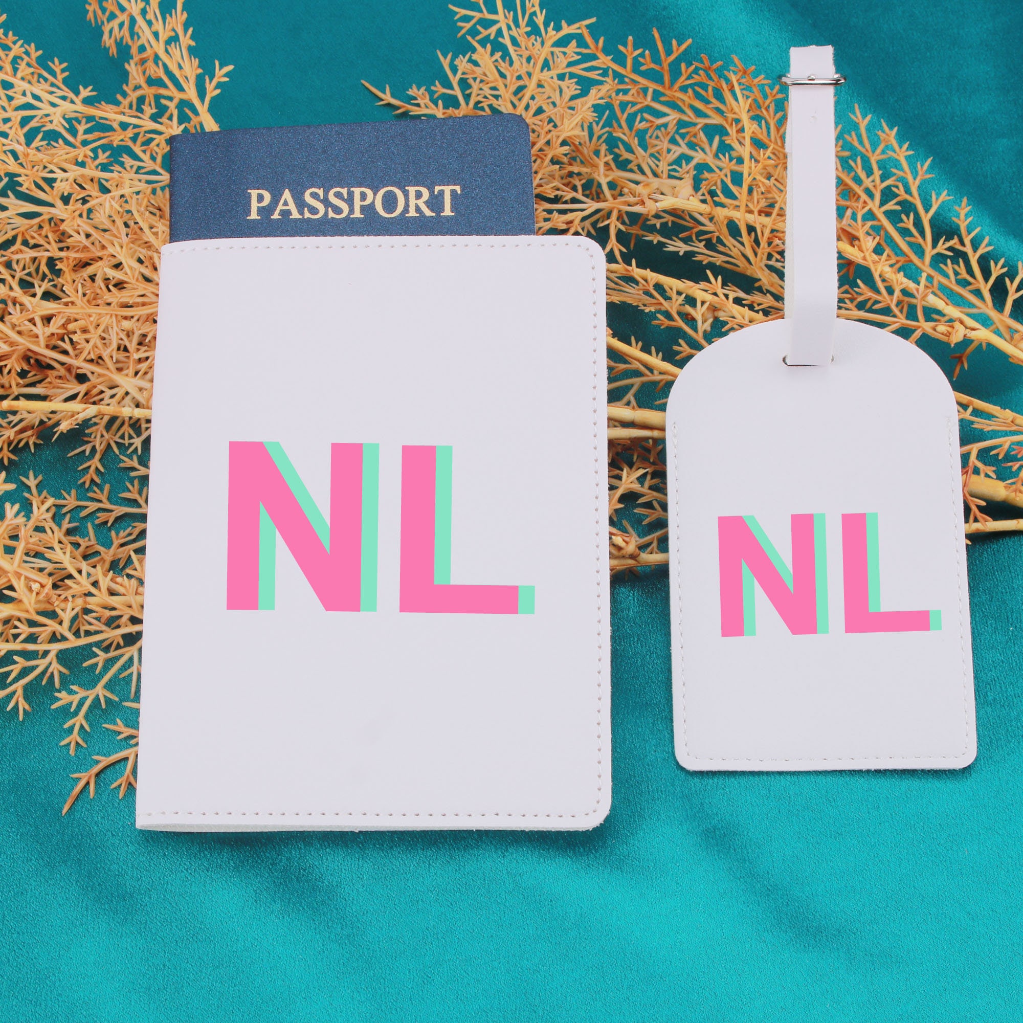 Personalized Leather Passport Holder & Personalized Luggage Tag, Bridesmaid Gifts, Honeymoon gift, Travel Set, Bride, Gifts For Her