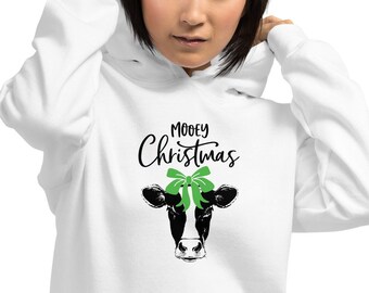 Mooey Cow Christmas Hoodie, Farm Fresh Hoodie, Christmas Sweatshirt Cow, Cow Gifts, Cow Lovers, Holiday Hoodie, Funny Presents for Christmas