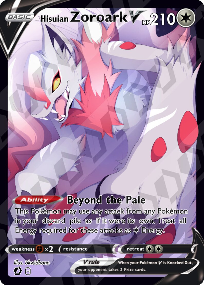 Hisuian Zoroark V Custom Pokemon Card Etsy Canada