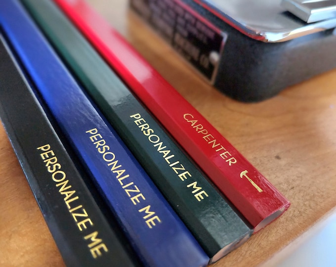 Personalized Carpenter Pencils: Gold Foil Stamped, Set of 3