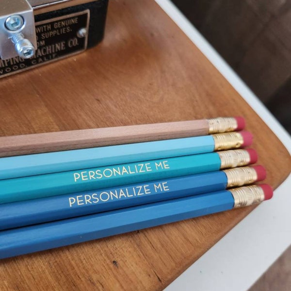 Blue Ombre | Personalized Pencils (Set of 5) Teacher Gift Stocking Stuffer Homeschool Student Friends Gift