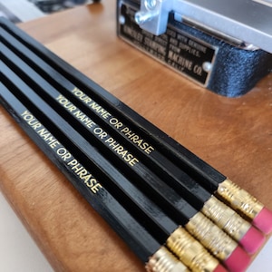 Black | Personalized Pencils (Set of 5) Teacher Gift Stocking Stuffer Homeschool Student Friends Gift
