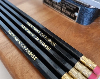 Black | Personalized Pencils (Set of 5) Teacher Gift Stocking Stuffer Homeschool Student Friends Gift