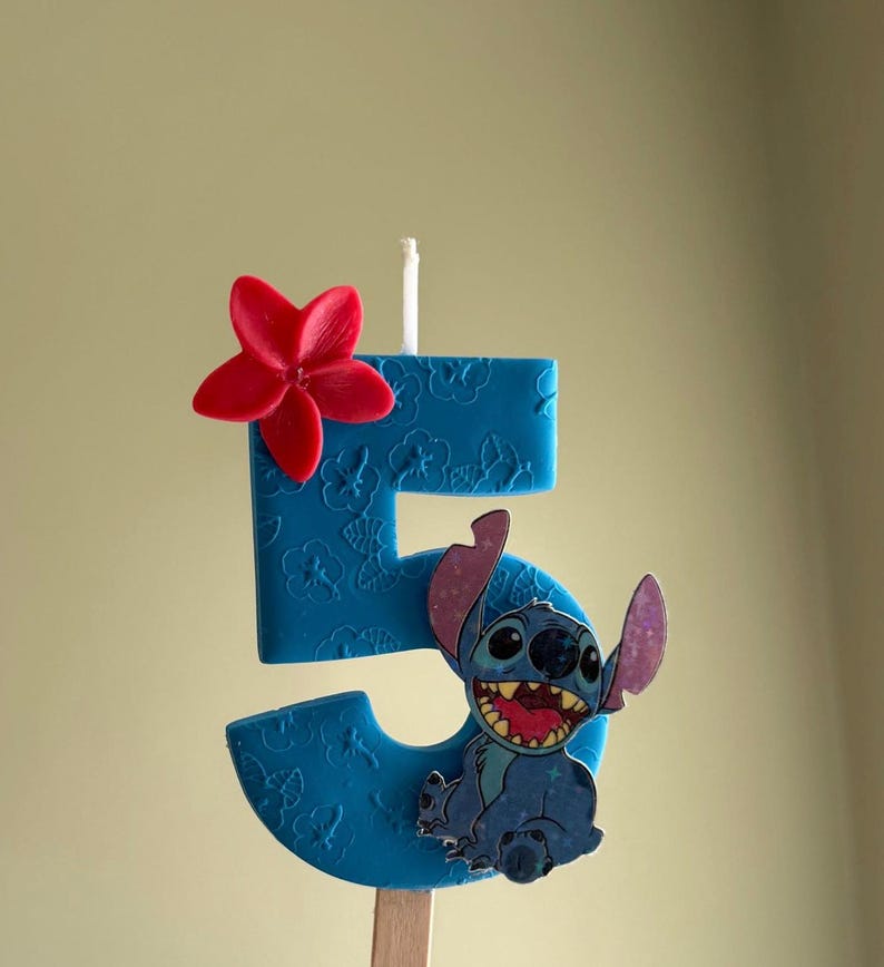 Handmade Stitch Birthday Candle: Clay Number Cake Topper image 4