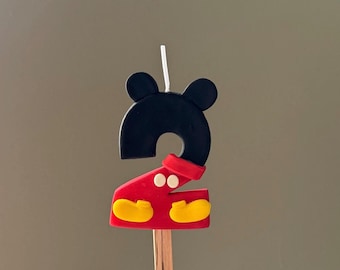 Custom Mickey Mouse Birthday Candle: Party Cake Topper